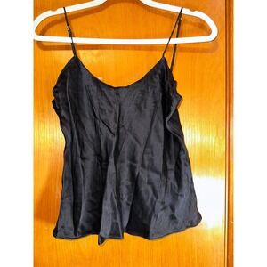 100% Silk Vintage Camisole Tank Dora L Black Size Medium